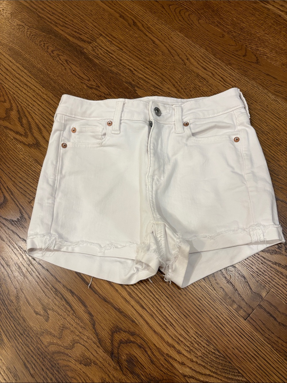 American Eagle Outfitters White Denim High-Rise Shorts